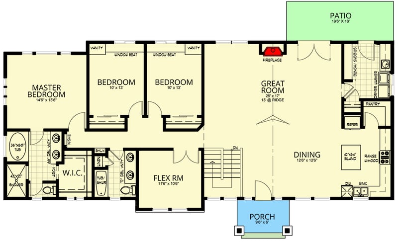 Plan 267019SPK: Over 2,000 Square Foot Modern Farmhouse Plan with Flex Room - Floor Plan - Main Level - Country, Farmhouse, Modern Farmhouse, New American, Ranch, Rustic, Traditional