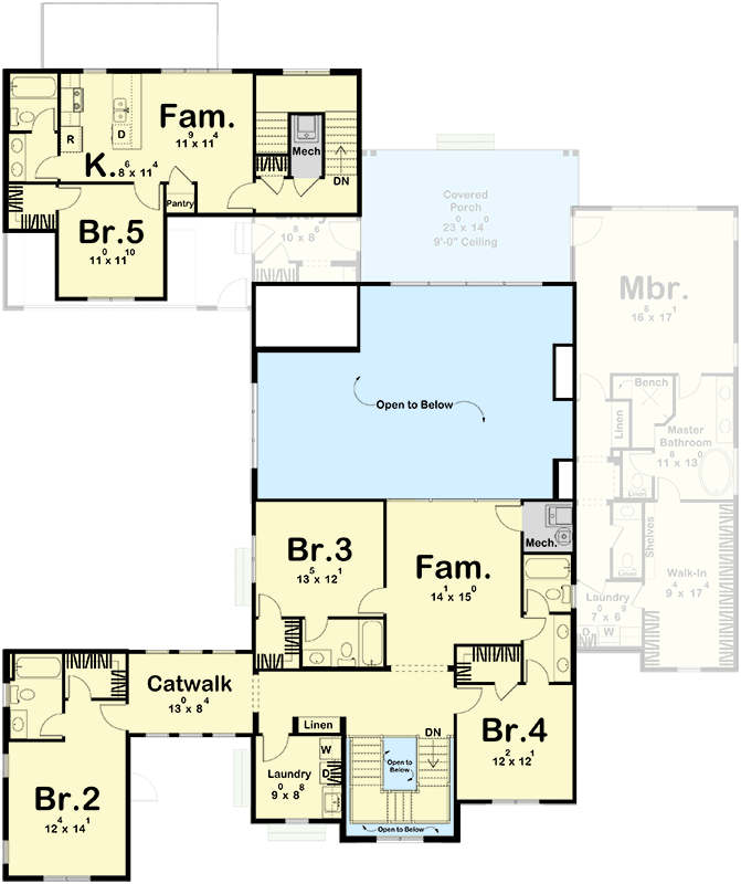 Plan 623234DJ: French Country House Plan Under 5000 Square Feet with Separate Apartment Above Garage - Floor Plan - 2nd Floor - Country, European, French Country, Traditional