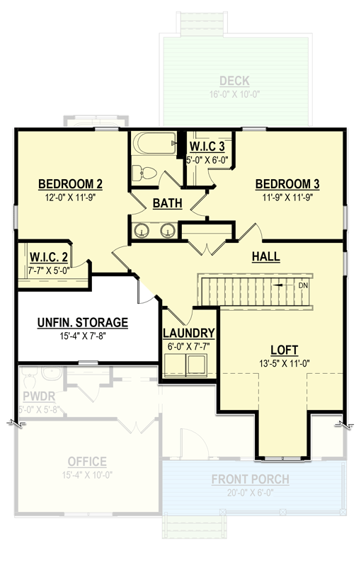 Plan 83637CRW: New American Cottage with Over 2,300 Square Feet of Living Space - Floor Plan - 2nd Floor - Cottage, Country, Craftsman, Modern Farmhouse, New American, Traditional