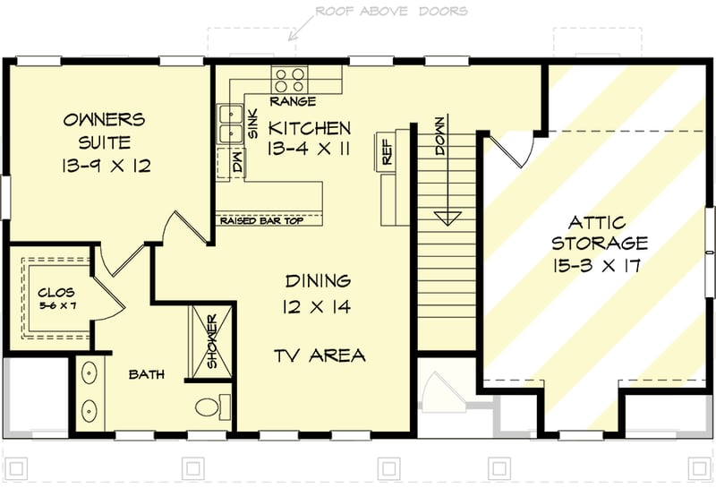 Plan 360115DK: 3-Car Detached Garage with 1-Bed Apartment - Floor Plan - 2nd Floor