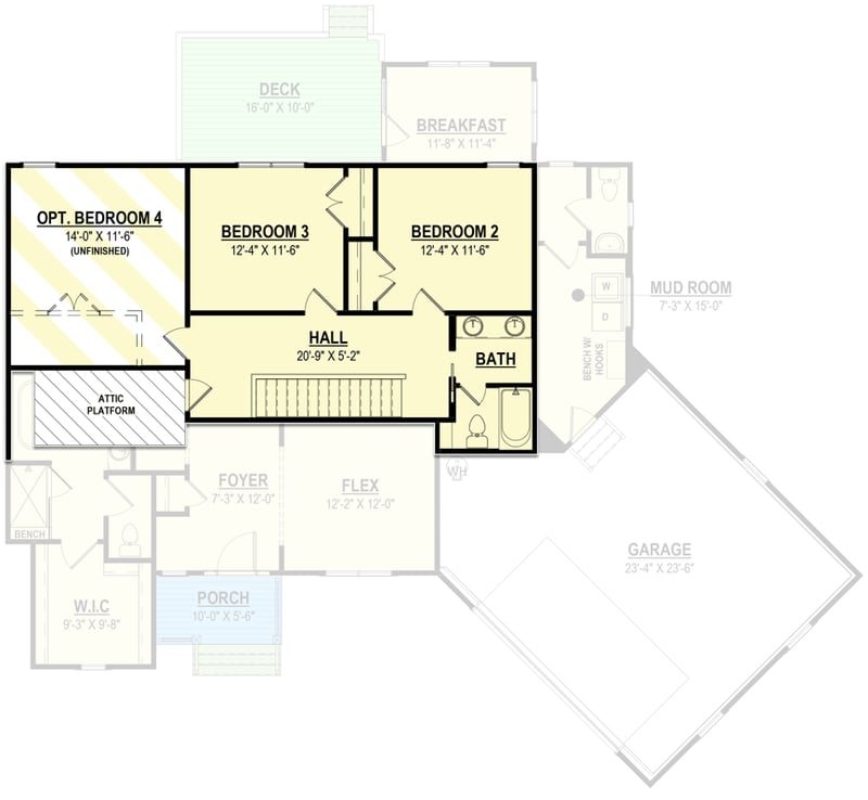 Plan 83638CRW: 2-Story Modern Farmhouse Plan with Flex Room and First-floor Main Bedroom - Floor Plan - 2nd Floor - Country, Craftsman, Farmhouse, Modern Farmhouse, New American