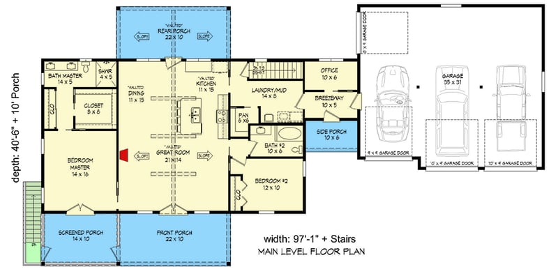 Plan 680120VR: Versatile 3300 Square Foot Lake Home Plan with 4 Bedrooms - Floor Plan - Main Level - Country, Mountain, Rustic, Traditional