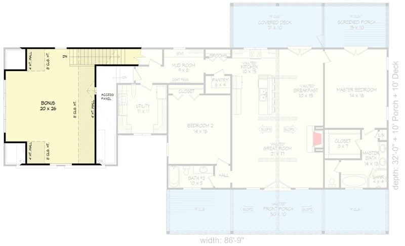 Plan 680121VR: 2349 Square Foot 2-Bed Country Ranch with Finished Bonus Room - Floor Plan - 2nd Floor - Contemporary, Mid Century Modern, Mountain, Northwest
