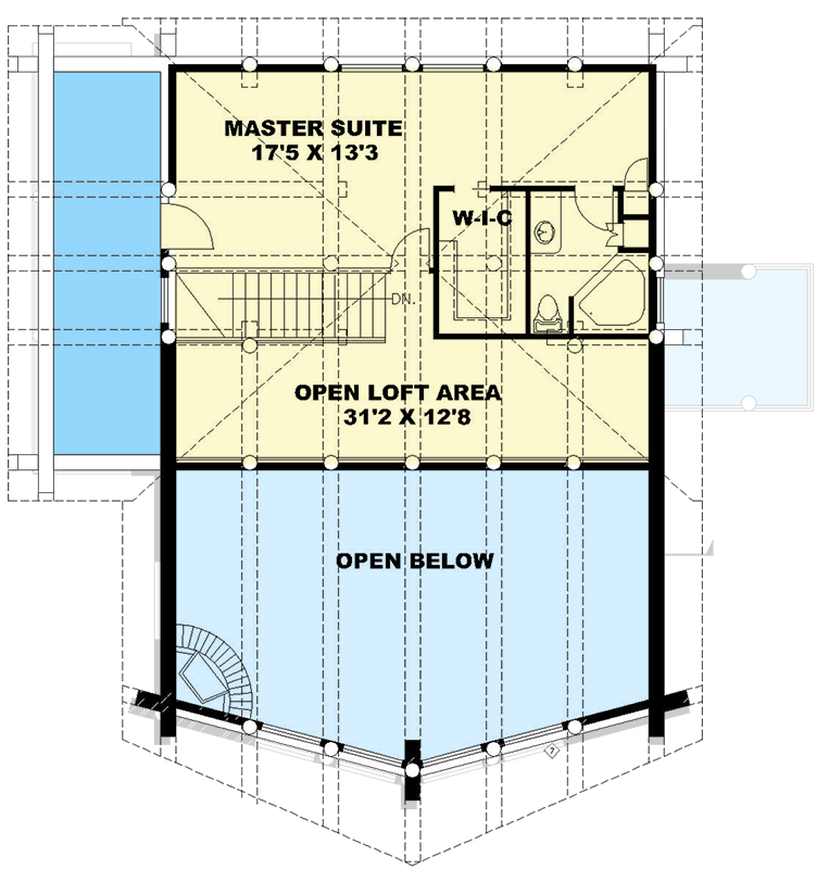 Plan 35119GH: Rustic Mountain Log Cabin House Plan with Walkout Basement and Two-Story Great Room - Floor Plan - 2nd Level - Log Cabin, Mountain, Rustic, Vacation
