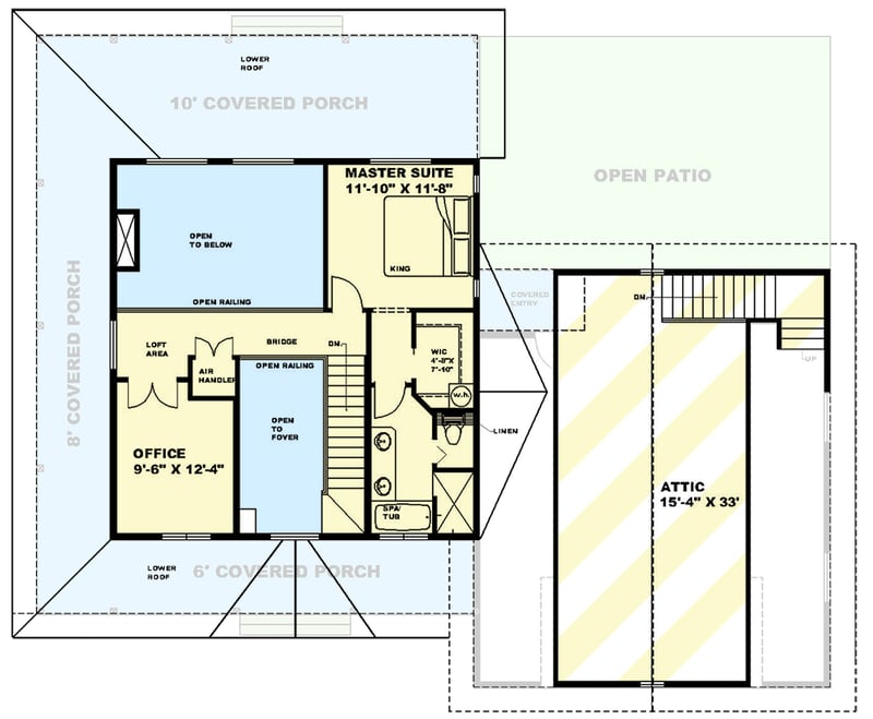 Plan 350022GH: 2 Bed Country Home Plan Under 1500 Square Feet with Upstairs Office - Floor Plan - 2nd Floor