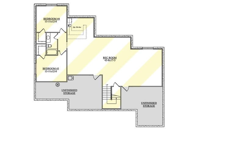Plan 950002RWB: HomeBuilder's ProSpec Pack: 5 Versatile House Plans for Subdivisions & Developments - Floor Plan - Optionally Finished Lower Level - Country, Craftsman, New American, Prairie, Traditional