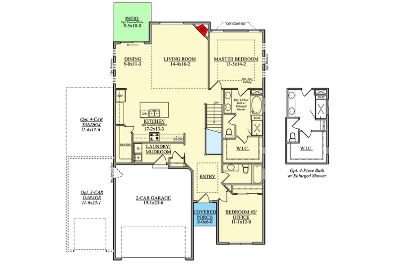Plan 950004RWB: HomeBuilder's ProSpec Pack: 5 Versatile House Plans for Subdivisions & Developments - Floor Plan - Main Level - Craftsman, New American, Prairie, Ranch, Traditional