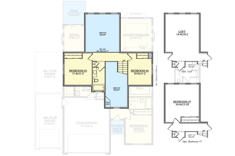 Plan 950007RWB: HomeBuilder's ProSpec Pack: 5 Versatile House Plans for Subdivisions & Developments - Floor Plan - 2nd Floor - Country, Craftsman, Modern Farmhouse, New American, Prairie, Traditional