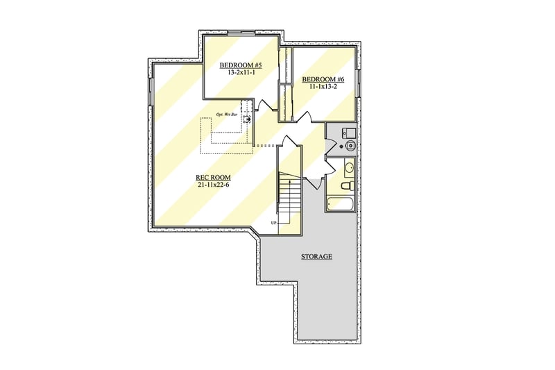 Plan 950007RWB: HomeBuilder's ProSpec Pack: 5 Versatile House Plans for Subdivisions & Developments - Floor Plan - Optionally Finished Lower Level - Country, Craftsman, Modern Farmhouse, New American, Prairie, Traditional