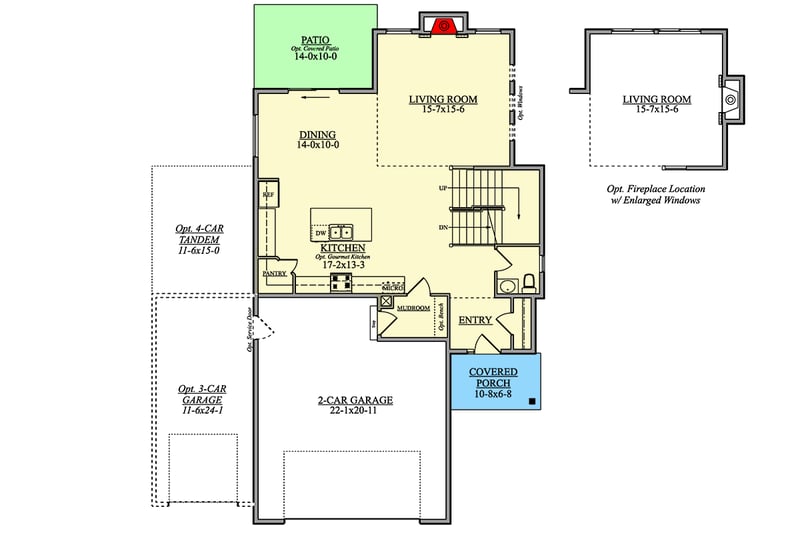 Plan 950009RWB: HomeBuilder's ProSpec Pack: 5 Versatile House Plans for Subdivisions & Developments - Floor Plan - Main Level - Country, Craftsman, Modern Farmhouse, New American, Northwest
