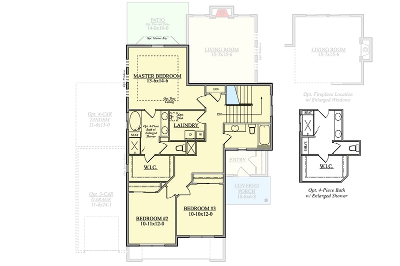 Plan 950009RWB: HomeBuilder's ProSpec Pack: 5 Versatile House Plans for Subdivisions & Developments - Floor Plan - 2nd Floor - Country, Craftsman, Modern Farmhouse, New American, Northwest