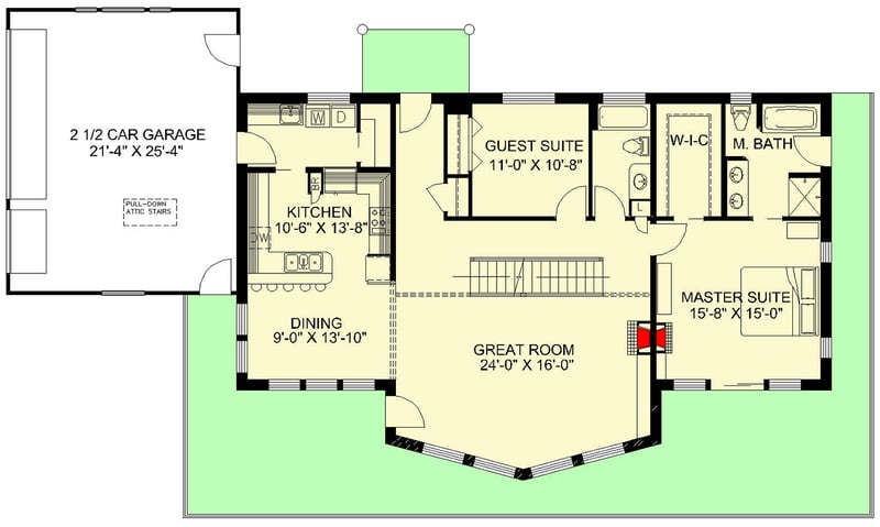 Plan 35141GH: King of the Mountain - Floor Plan - Main Level - Contemporary, Craftsman, Mountain, Rustic, Vacation