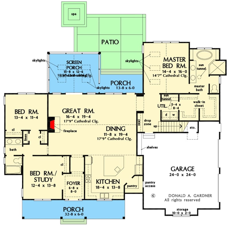 Plan 444395GDN: 2123 Square Foot Simple Modern Farmhouse Design with Flex and Bonus Rooms - Floor Plan - Main Level - Country, Craftsman, Farmhouse, Modern Farmhouse, New American