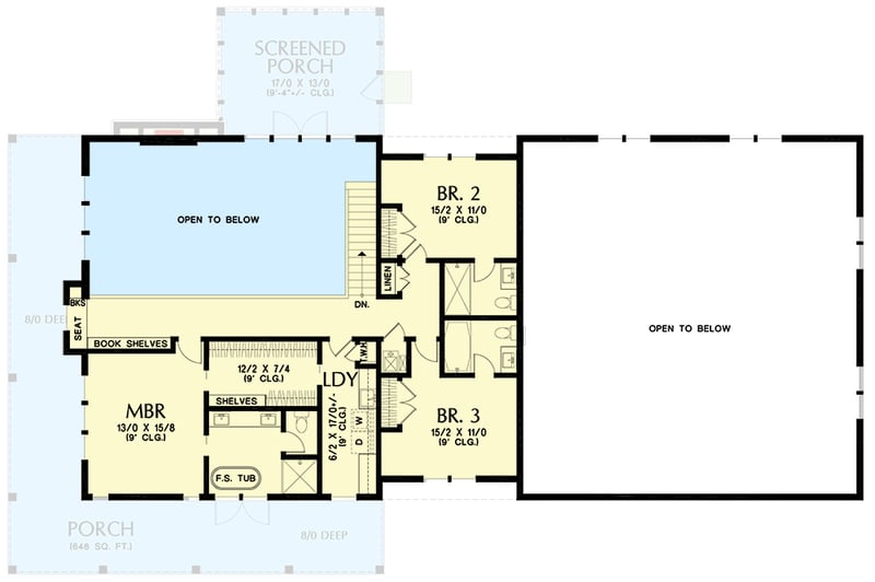 Plan 69804AM: 3 Bed Barndominium-Style House Plan with Massive RV and Drive Through Garage - Floor Plan - 2nd Floor - Barndominium, Country, Craftsman, Mountain, New American, Rustic, Traditional