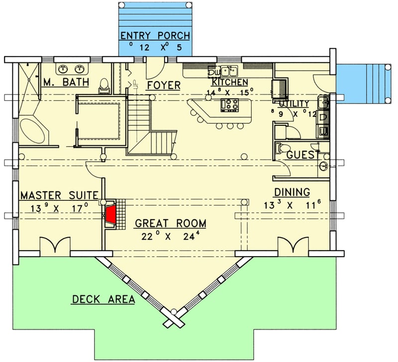 Plan 35214GH: Mountain Log Home Plan - Floor Plan - Main Level - Log Cabin, Mountain, Rustic