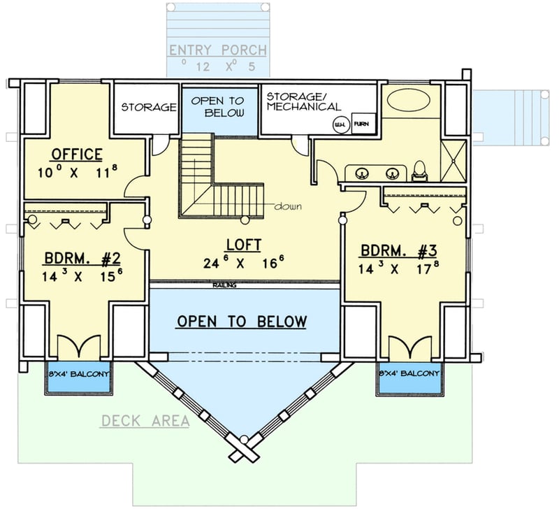 Plan 35214GH: Mountain Log Home Plan - Floor Plan - 2nd Floor - Log Cabin, Mountain, Rustic