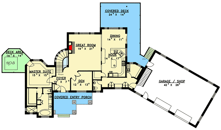 Plan 35227GH: Big And Bold House Plan with Finished Lower Level - Floor Plan - Main Level - Mountain, Northwest