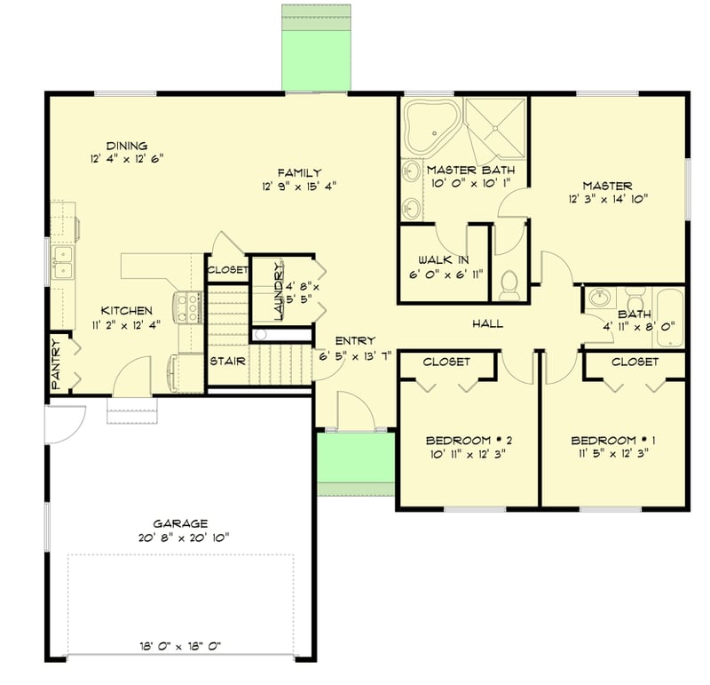 Plan 61439UT: 1495 Square Foot 3-Bed One-Story House Plan with Optionally Finished Basement - Floor Plan - Main Level - Ranch, Traditional