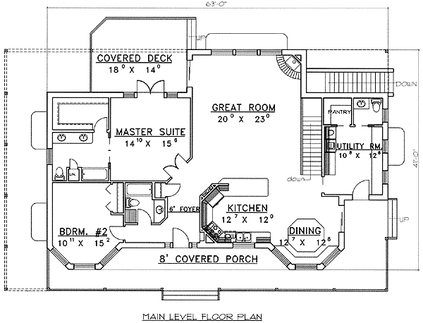 Plan 35231GH: 4-Bed Mountain Home Plan with a Lower Level - Floor Plan - Main Level - Country, Mountain
