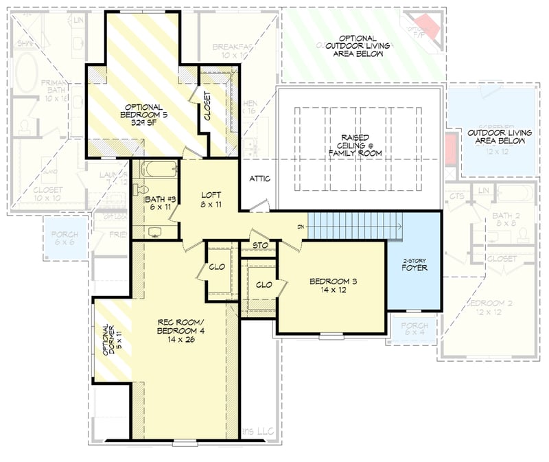 Plan 680138VR: French Country Home Plan with Flexible 2nd Floor Expansion - 3208 Sq Ft - Floor Plan - 2nd Floor - French Country, Southern, Traditional