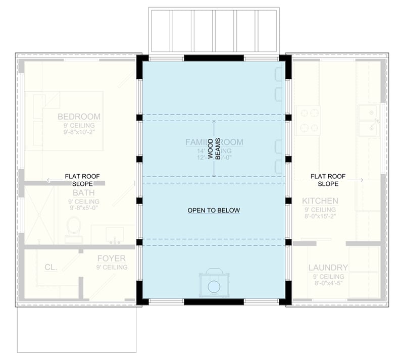 Plan 550001LAN: 651 Square Foot Modern Cabin with 14' Ceilings - Floor Plan - 2nd Floor - Cabin, Mid Century Modern, Modern