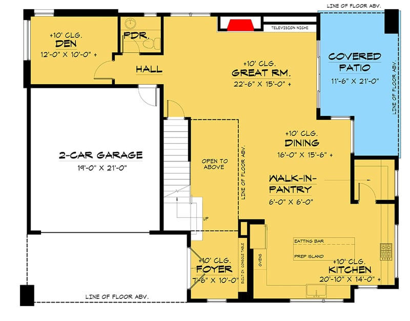 Plan 666212RAF: 4-Bed Mid-Century Modern Home Plan with Over 3,100 Square Feet - Floor Plan - Main Level - Contemporary, Mid Century Modern, Modern, Northwest