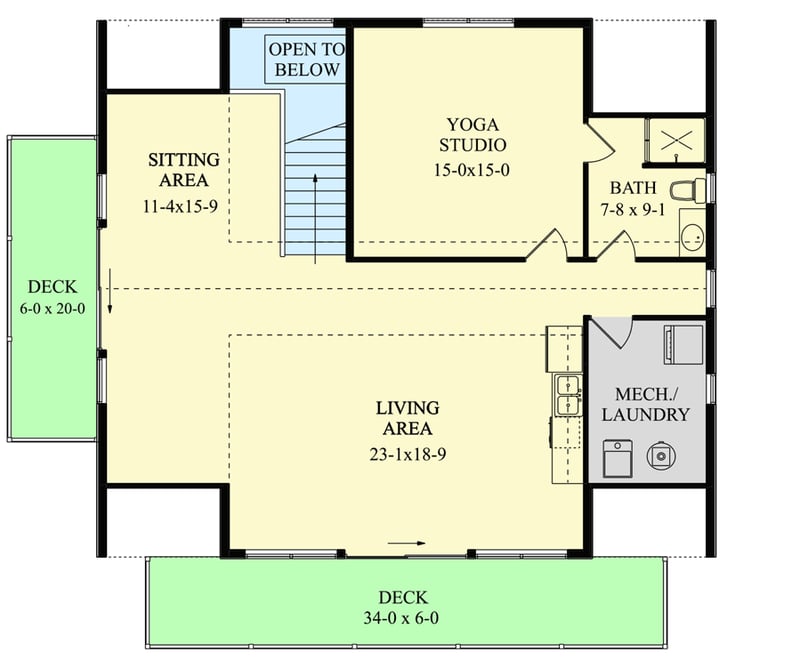Plan 95215RW: Detached Craftsman Garage with 1,176 Square Feet of Studio Space Above - Floor Plan - 2nd Floor - Craftsman, Mountain, Rustic, Traditional