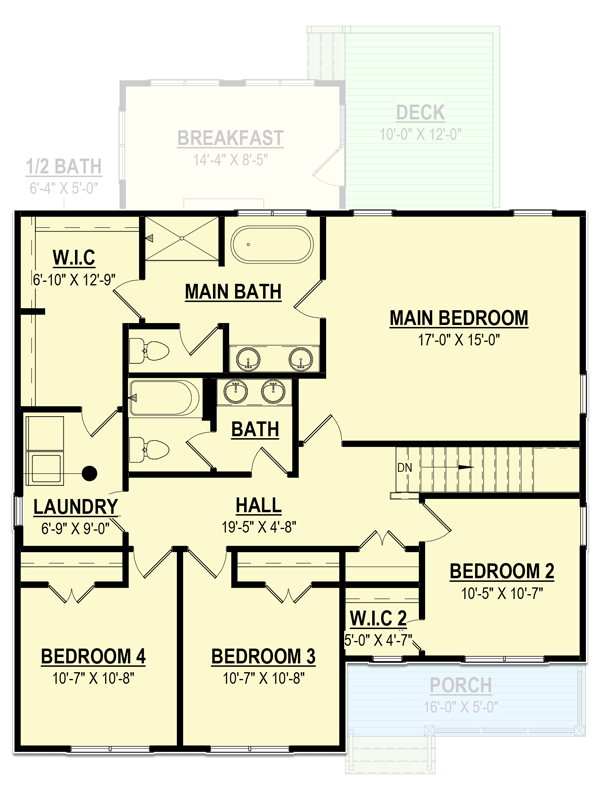 Plan 83645CRW: 4 Bed Traditional House Plan with Den or Home Office - Floor Plan - 2nd Floor - Country, Farmhouse, Traditional