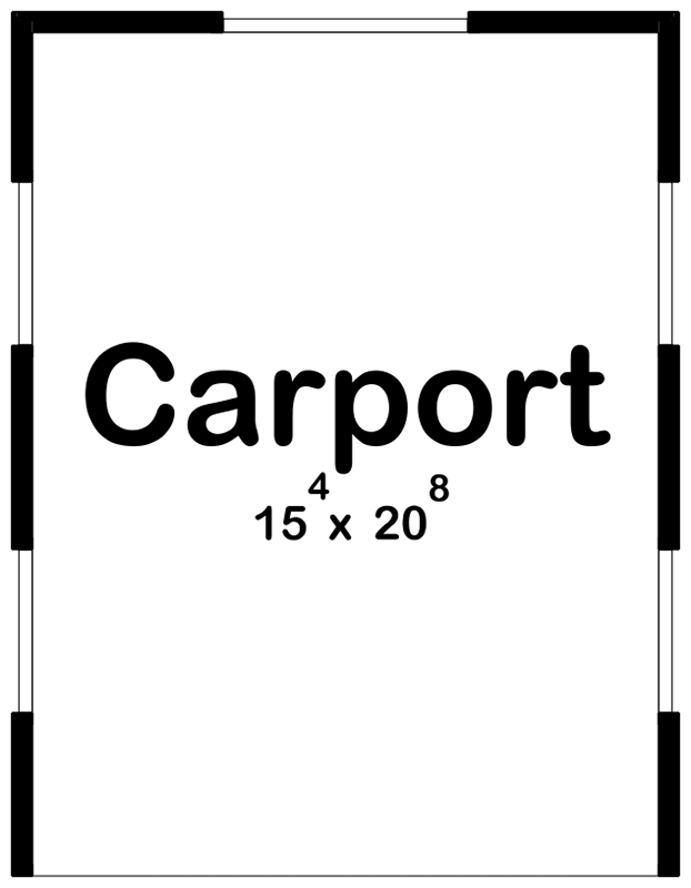 Plan 623255DJ: One Stall Carport with Stone Facade and Translucent Plexiglass Roof - Floor Plan - Main Level - Contemporary, Mid Century Modern, Modern