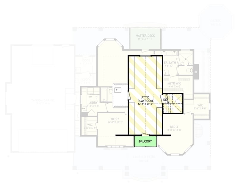 Plan 703000TYL: Flexible Country Home Plan with Front and Rear Porches - Floor Plan - Third Floor - Optionally Finished Bonus Room - Country, Farmhouse, Traditional