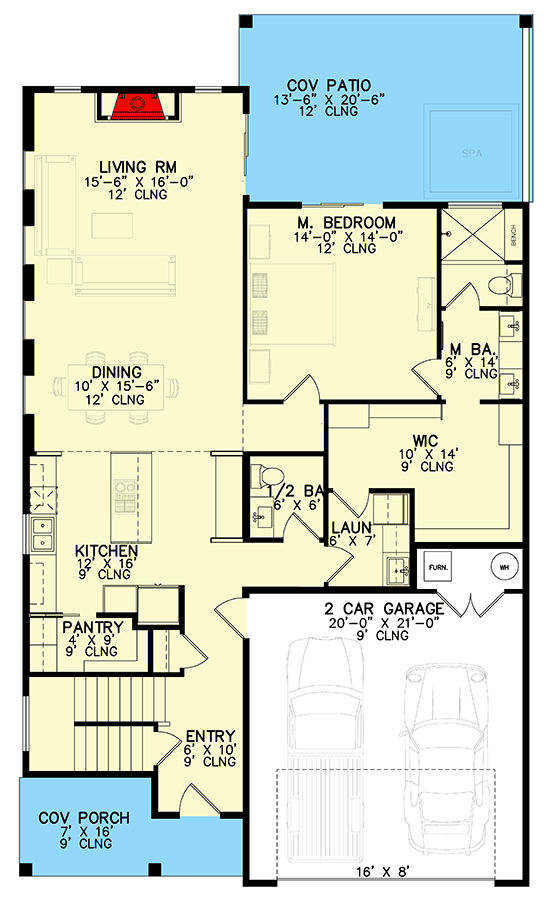 Plan 246001DLR: 3-Bed Modern Farmhouse Plan with Industrial Finishes - 1977 Sq Ft - Floor Plan - Main Level - Modern Farmhouse, New American