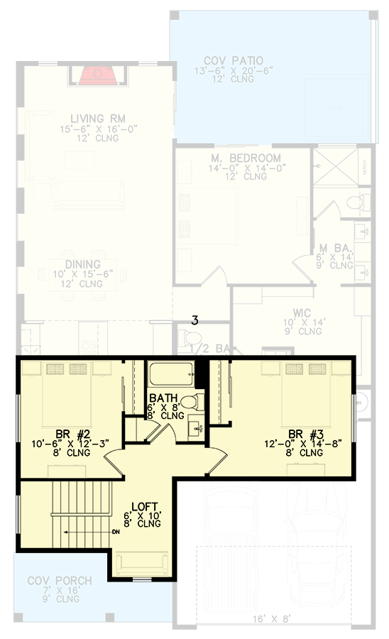 Plan 246001DLR: 3-Bed Modern Farmhouse Plan with Industrial Finishes - 1977 Sq Ft - Floor Plan - 2nd Floor - Modern Farmhouse, New American