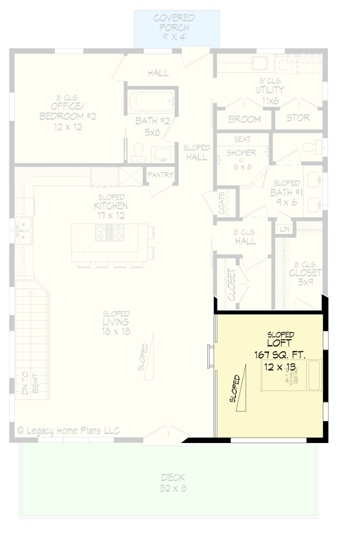 Plan 680150VR: 1557 Square Foot Lake House Plan with Loft and Flex Room - Floor Plan - Second Level Loft - Contemporary, Modern, Mountain, Vacation