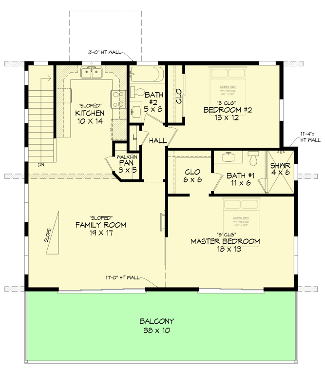 Plan 680157VR: 1910 Square Foot Mountain Home Plan with 287 Square Foot Third Story Loft - Floor Plan - 2nd Floor - Contemporary, Mid Century Modern, Modern, Mountain, Rustic