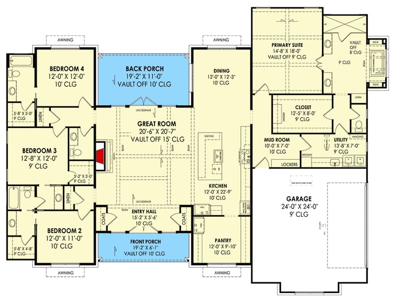 Plan 819005JSSB: HomeBuilder's ProSpec Pack: 2 Versatile House Plans for Subdivisions & Developments - Floor Plan - Main Level - Version A