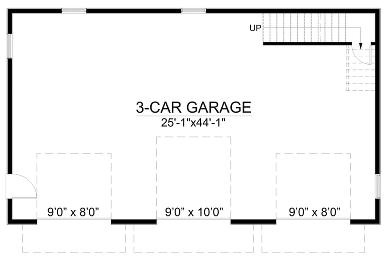 Plan 550012LAN: Detached 1170 Square Foot 3-Car Garage with Full-Height Storage Above - Floor Plan - Main Level - European, Traditional, Victorian