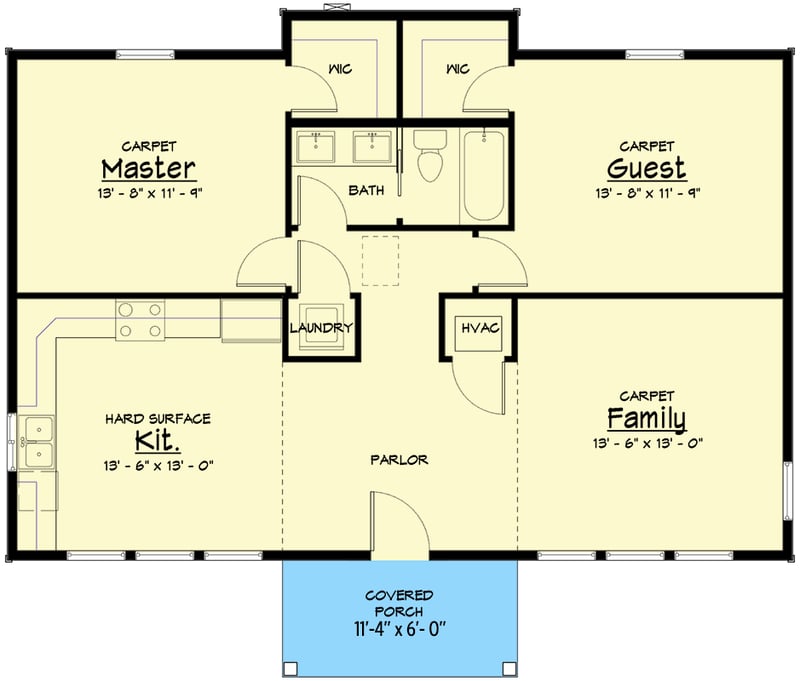 Plan 910092WHD: Compact Coastal Contemporary House Plan with 2 Bedrooms - Floor Plan - Main Level - Coastal, Coastal Contemporary, Contemporary, Mid Century Modern, Modern
