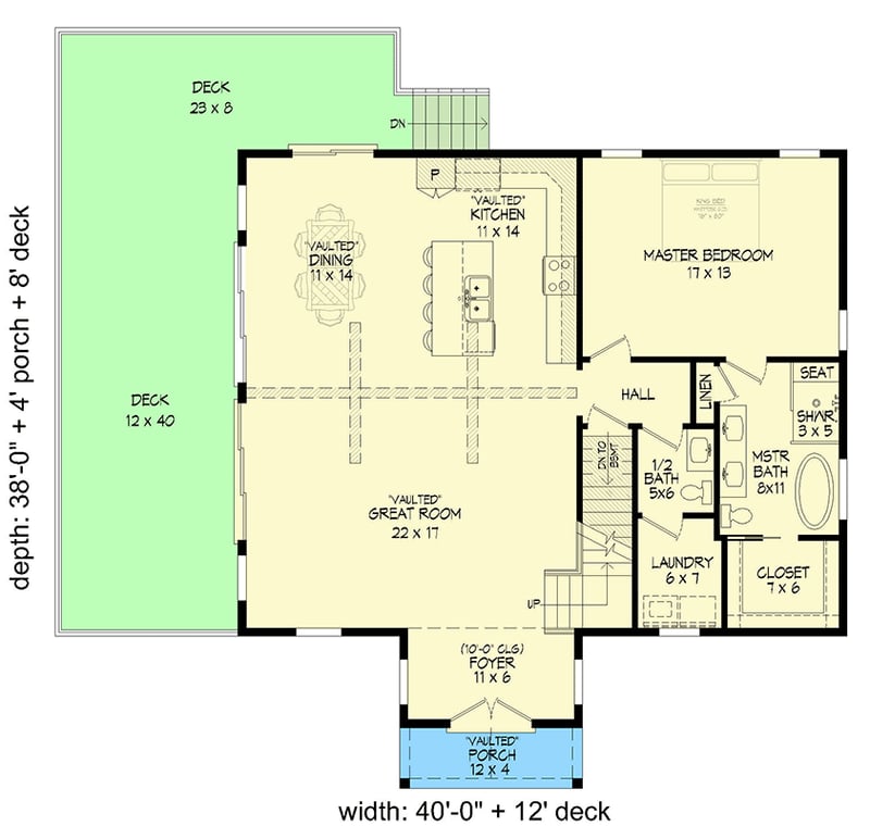 Plan 680165VR: 2-Story Lake House House Plan with Lower Level Expansion - Floor Plan - Main Level - Country, Craftsman, Mountain