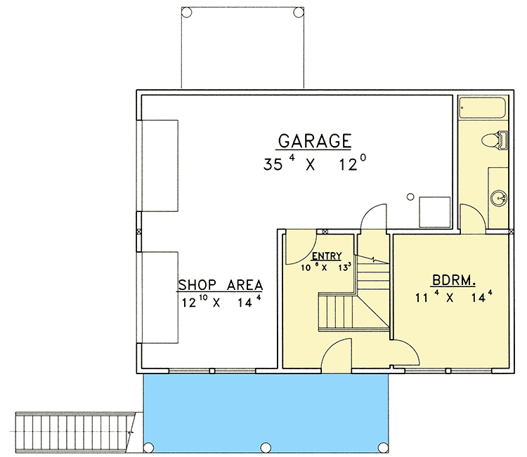 Plan 35359GH: Mountain House Plan with Shop Area - Floor Plan - Lower Level - Mountain, Northwest, Vacation