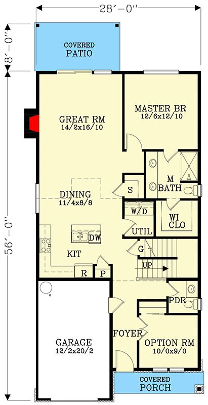 Plan 28118J: 1563 Square Foot Craftsman Home Plan with Flex Room and 1-Car Garage - Floor Plan - Main Level - Cottage, Craftsman, Northwest