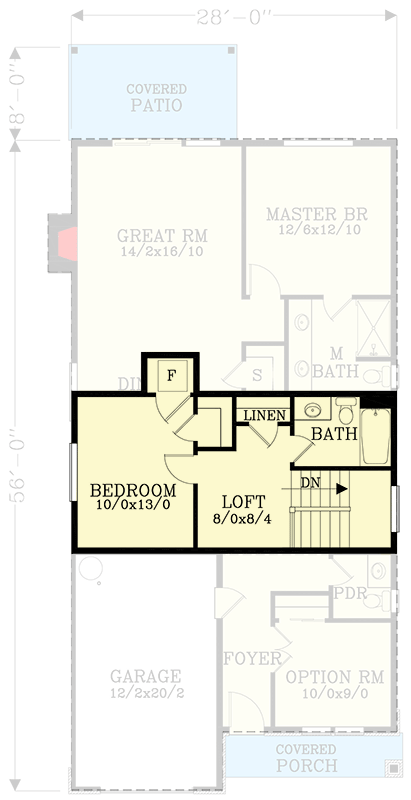 Plan 28118J: 1563 Square Foot Craftsman Home Plan with Flex Room and 1-Car Garage - Floor Plan - 2nd Floor - Cottage, Craftsman, Northwest