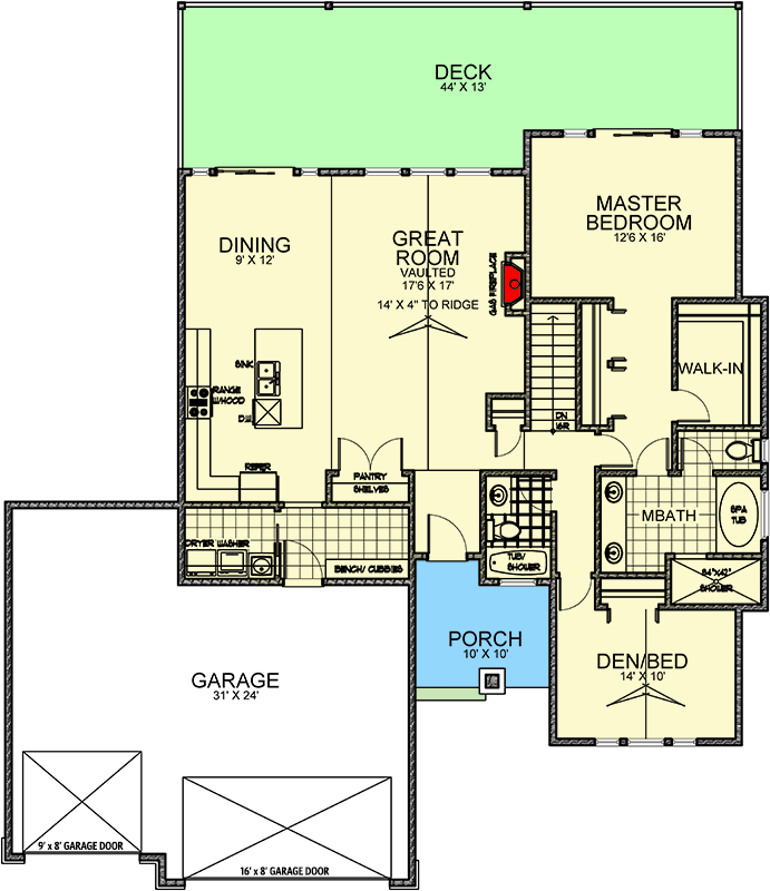 Plan 267031SPK: Northwest Ranch Home Plan with Vaulted Great Room - Floor Plan - Main Level - Northwest, Ranch