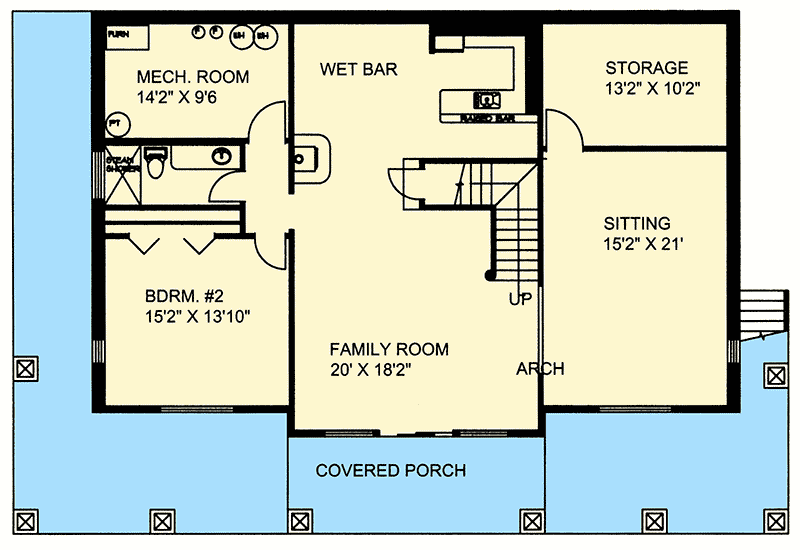 Plan 35388GH: Decks and Porches - Floor Plan - Lower Level - Contemporary, Vacation