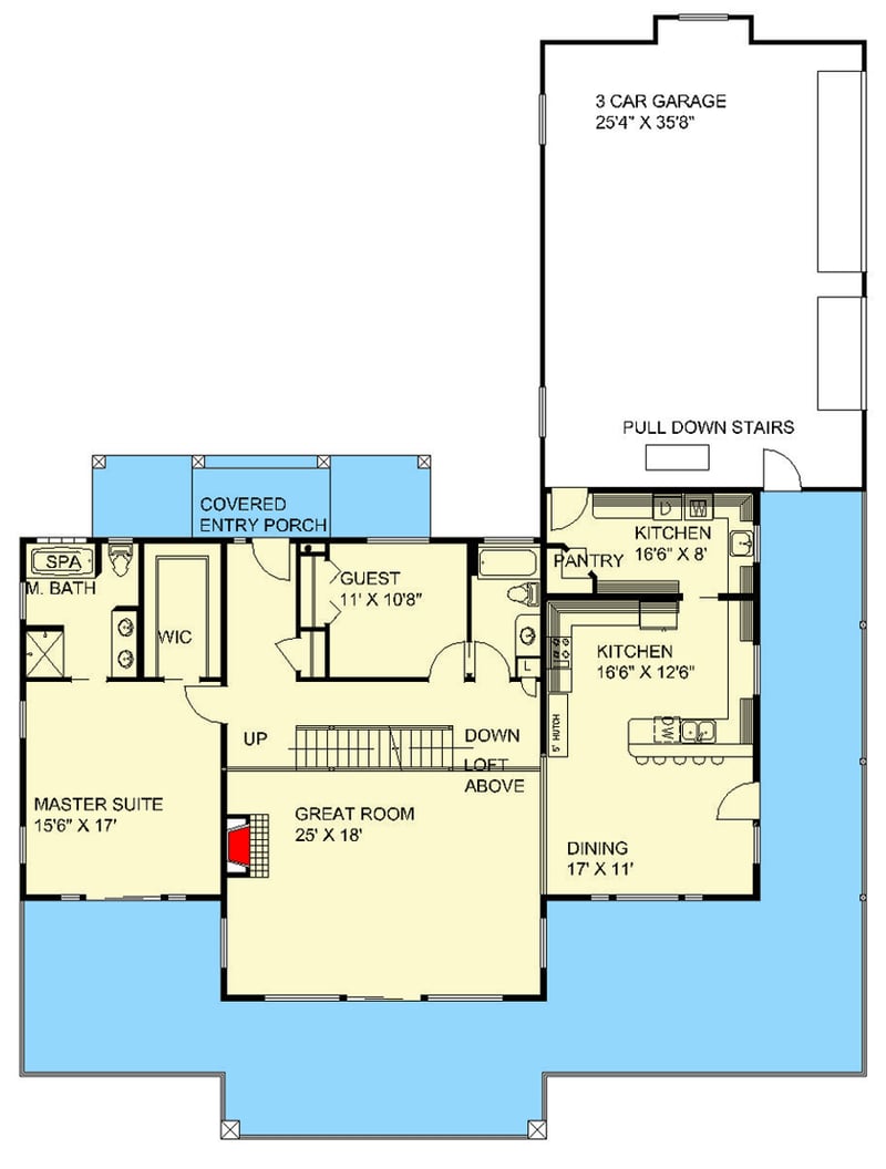 Plan 35392GH: Three Levels of Living Space - Floor Plan - Main Level - Contemporary, Mountain, Northwest, Vacation