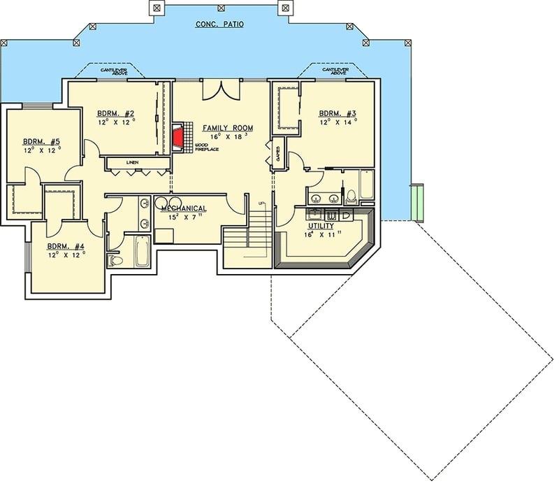 Plan 35394GH: Sloping Lot Home Plan with Great Rear-Facing Views - Floor Plan - Lower Level - Contemporary, Mountain, Northwest, Rustic, Vacation