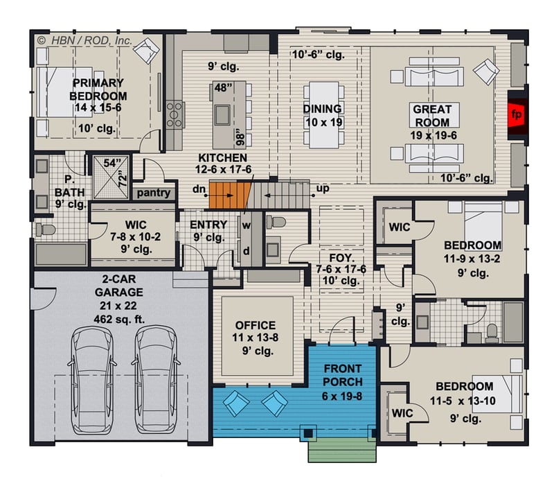 Plan 14762RK: 2366 Square Foot Timber and Stone Modern Farmhouse Plan with Bonus Expansion - Floor Plan - Main Level - Modern Farmhouse, New American