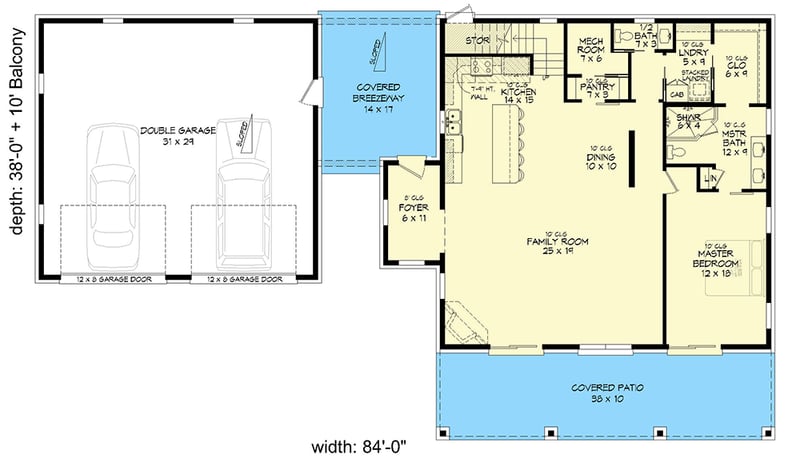 Plan 680172VR: 3212 Sq Ft Lake House Plan with 4 Bedrooms Plus Loft and 2-Car Garage - Floor Plan - Main Level - Country, Mountain, Rustic