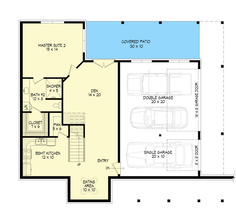 Plan 680173VR: 4-Bed Back Woods House Plan with Lower Level ADU Apartment and Drive-Under Garage - Floor Plan - Finished Walkout Foundation - Country