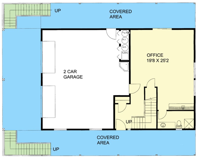 Plan 350047GH: 2250 Square Foot Mountain or Lake House Plan with Drive-Under Garage - Floor Plan - Main Level - Contemporary, Mountain