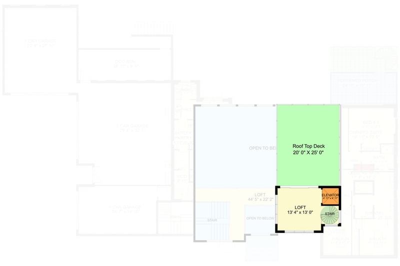 Plan 61453UT: Transitional House Plan with Rooftop Deck and Two Home Offices - Floor Plan - 3rd Floor - Contemporary, European, Transitional, Tuscan